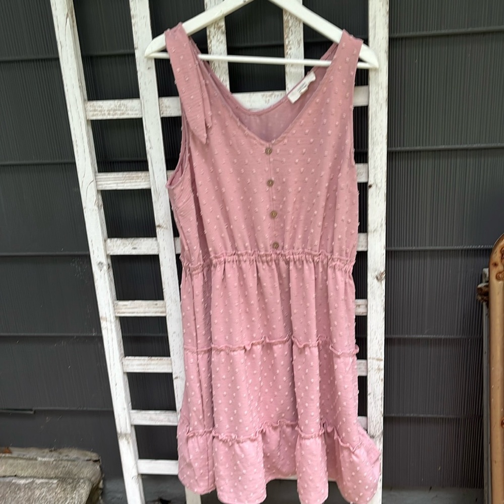 Pink Lucky Brand Pastel Cottagecore Dress Buttons XL